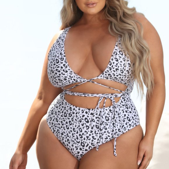 Ocean Calling Wrap Tie One Piece Swimsuit - White/combo - Picture 1 of 3